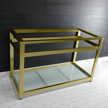 Fauceture 49" x 22" Steel Console Sink Base with Glass Shelf - BUILDMYPLACE