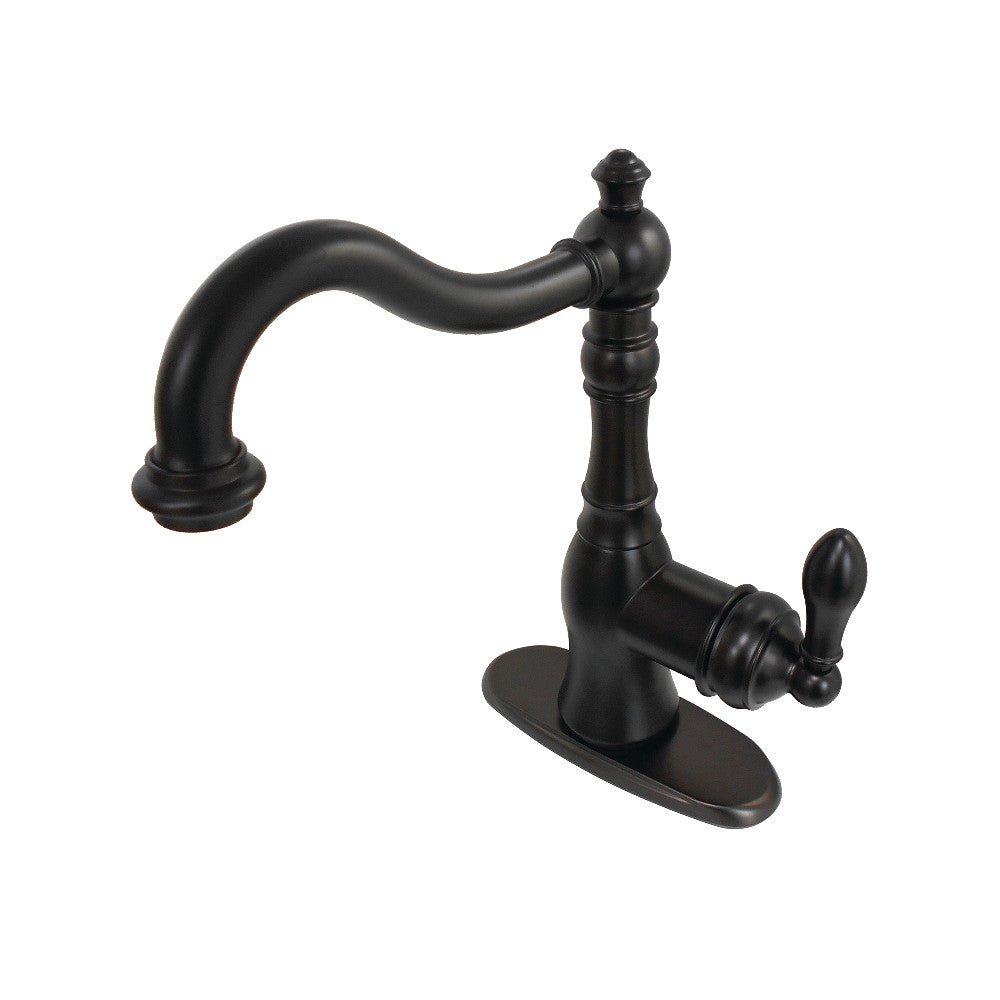 Fauceture American Classic Single - Handle Single Hole Deck Mount Bathroom Sink Faucet with Push Pop Up & Cover Plate - BUILDMYPLACE