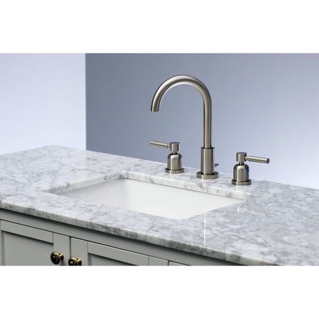 Fauceture Concord Two - handle 3 - Hole Deck Mount Widespread Bathroom Sink Faucet With Brass Pop - up - BUILDMYPLACE