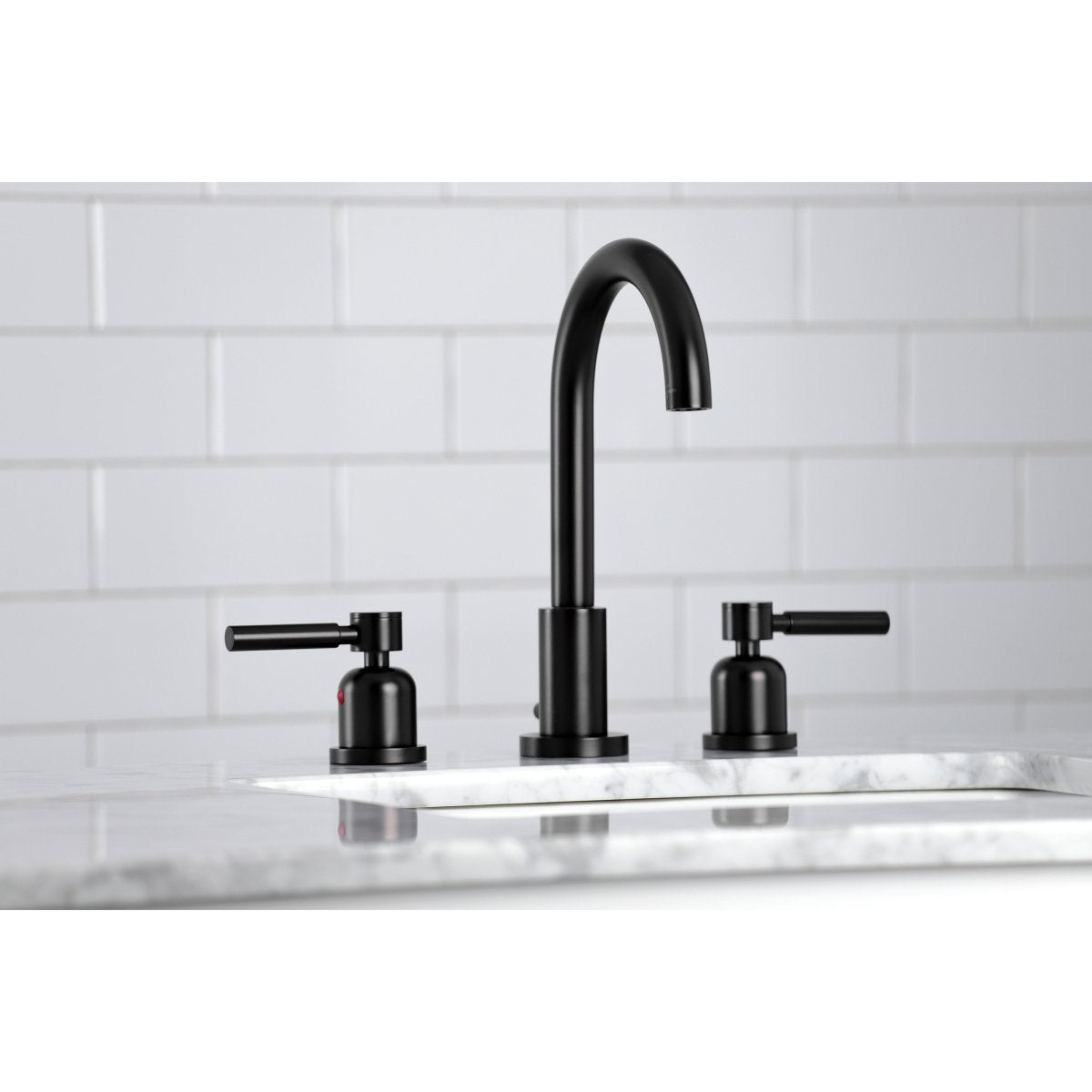 Fauceture Concord Two - handle 3 - Hole Deck Mount Widespread Bathroom Sink Faucet With Brass Pop - up - BUILDMYPLACE