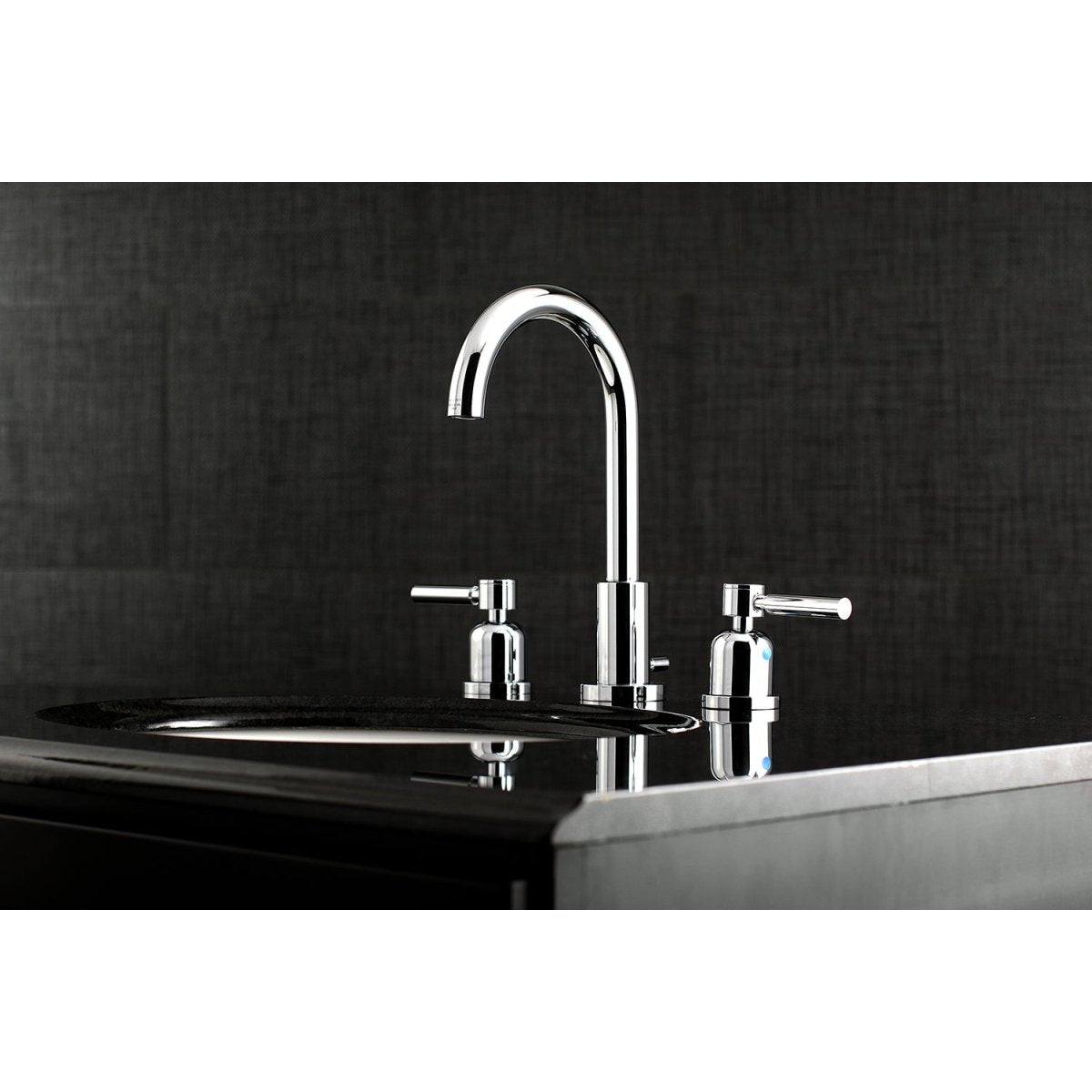 Fauceture Concord Two - handle 3 - Hole Deck Mount Widespread Bathroom Sink Faucet With Brass Pop - up - BUILDMYPLACE