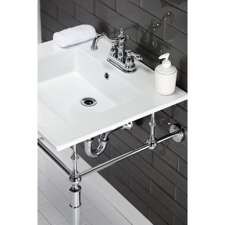 Fauceture Continental 25" Ceramic Vanity Top, 4 - Inch, 3 - Hole, White - BUILDMYPLACE