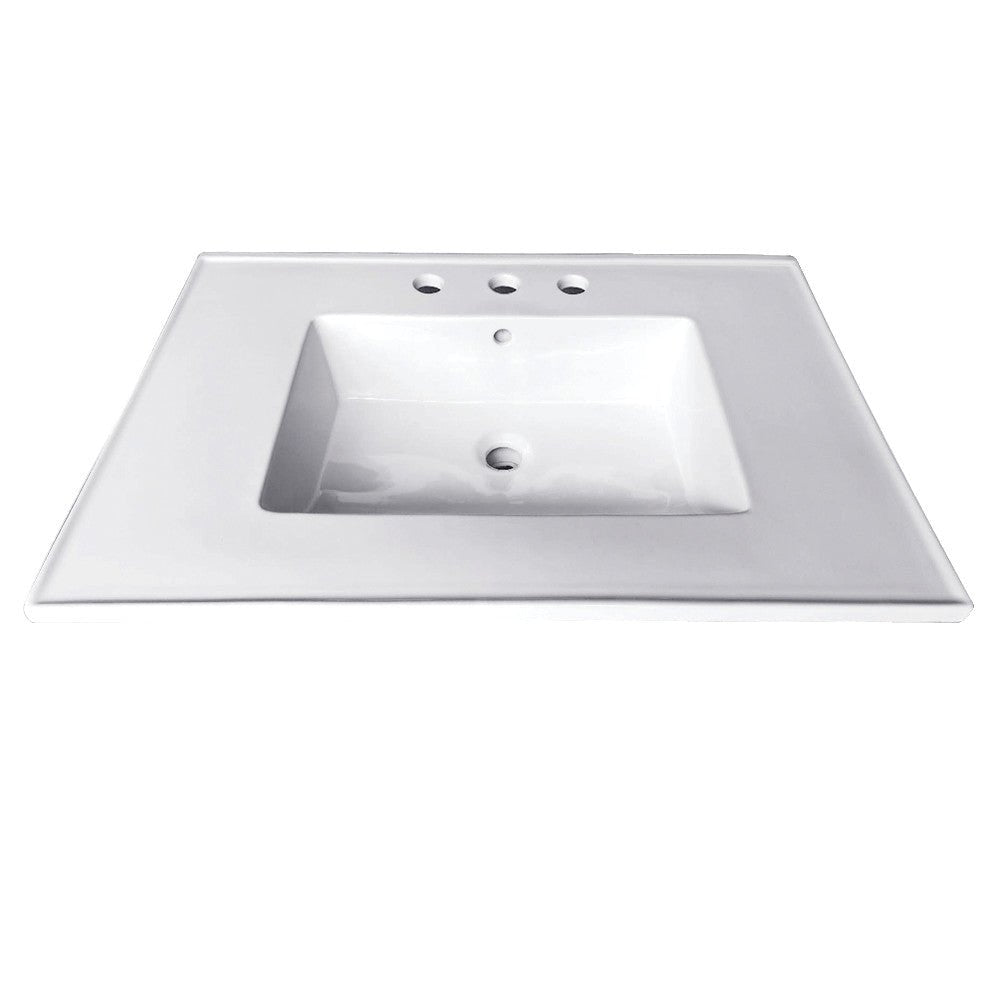 Fauceture Continental 25" Ceramic Vanity Top, 4 - Inch, 3 - Hole, White - BUILDMYPLACE