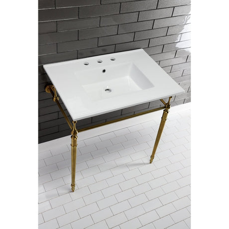 Fauceture Continental 31" x 22" Ceramic Vanity Top, 8", 3 - Hole, White - BUILDMYPLACE