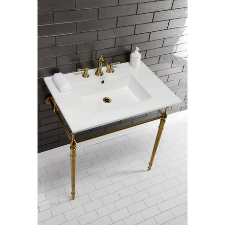 Fauceture Continental 31" x 22" Ceramic Vanity Top, 8", 3 - Hole, White - BUILDMYPLACE