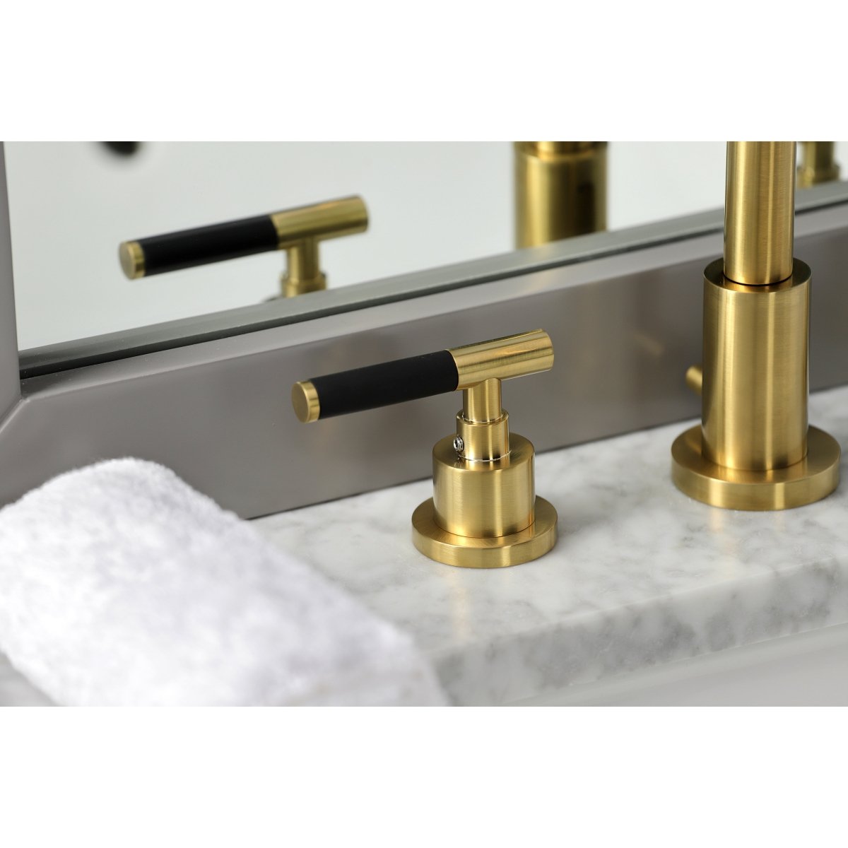 Fauceture Kaiser Widespread Bathroom Faucet W/ Brass Pop Up - BUILDMYPLACE