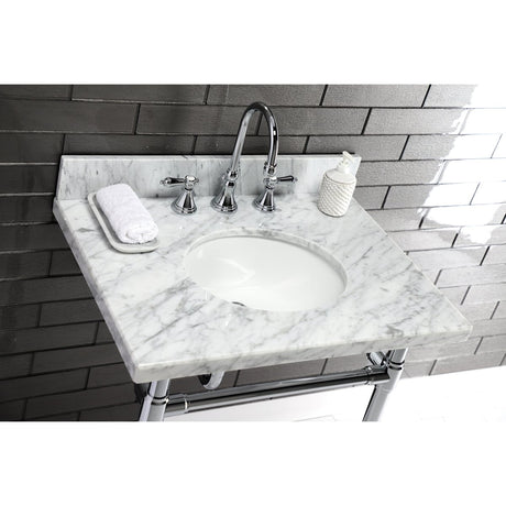 Fauceture Templeton 30" x 22" Carrara Marble Vanity Top with Oval Sink - BUILDMYPLACE