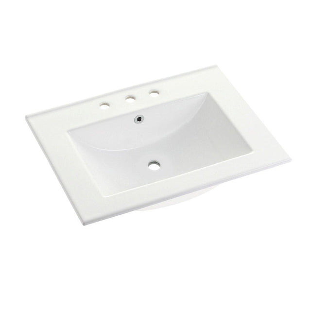 Fauceture Ultra Modern 24" X 18" Ceramic Vanity Top (8" Faucet Drillings), White - BUILDMYPLACE