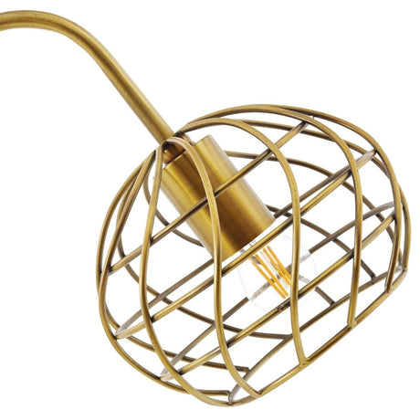 Faux White Salient Brass Marble Table Lamp - Brass Metal Wire Shade - E26 60W Bulb (Not Included) - BUILDMYPLACE