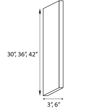 Cabinet - Flutted Wall Fillers - 36in H x 3in W - AO - Pre Assembled