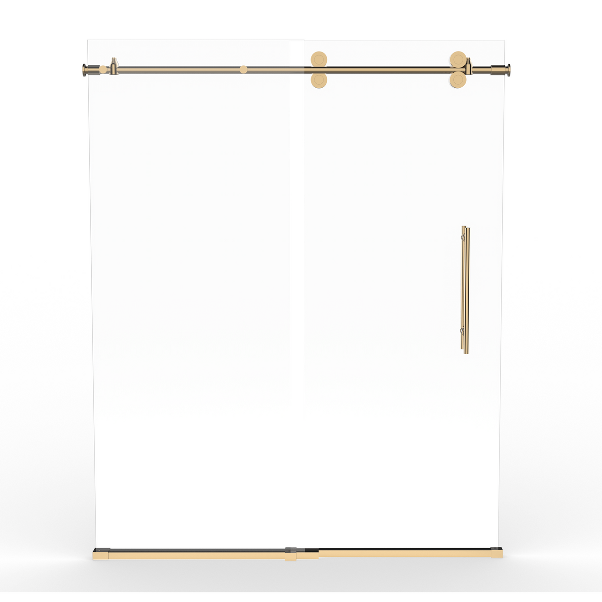 Ivanees Single Sliding Frameless Shower Door 8mm Clear Tempered Glass - Barn Door Style - Brushed Gold - 60 x 76 Inch