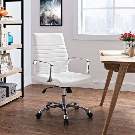 Finesse Mid Back PU Leather Executive Conference Task Chair And Adjustable Swivel Office Chair - BUILDMYPLACE