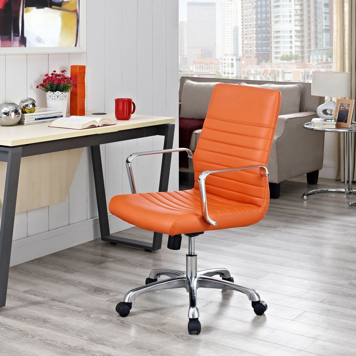 Finesse Mid Back PU Leather Executive Conference Task Chair And Adjustable Swivel Office Chair - BUILDMYPLACE