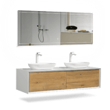 Fiona Wood Floating / Wall Mounted Bathroom Vanity With Acrylic Vessel Sink - BUILDMYPLACE