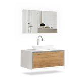 Fiona Wood Floating / Wall Mounted Bathroom Vanity With Acrylic Vessel Sink - BUILDMYPLACE