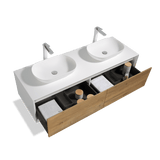 Fiona Wood Floating / Wall Mounted Bathroom Vanity With Acrylic Vessel Sink - BUILDMYPLACE