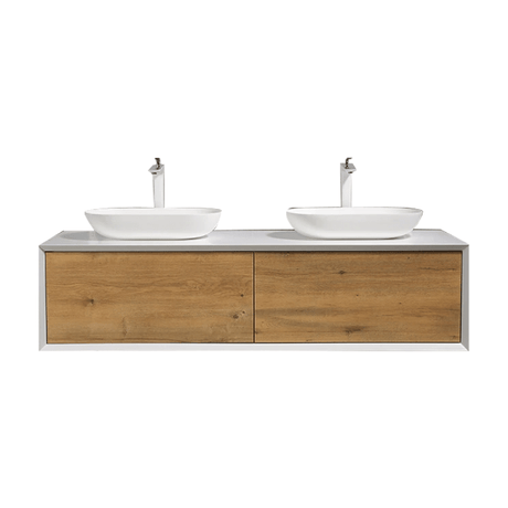 Fiona Wood Floating / Wall Mounted Bathroom Vanity With Acrylic Vessel Sink - BUILDMYPLACE