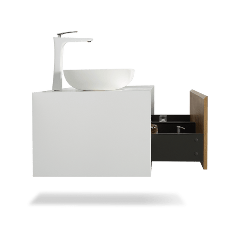 Fiona Wood Floating / Wall Mounted Bathroom Vanity With Acrylic Vessel Sink - BUILDMYPLACE