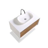 Fiona Wood Floating / Wall Mounted Bathroom Vanity With Acrylic Vessel Sink - BUILDMYPLACE