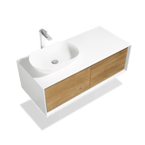 Fiona Wood Floating / Wall Mounted Bathroom Vanity With Acrylic Vessel Sink - BUILDMYPLACE