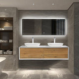 Fiona Wood Floating / Wall Mounted Bathroom Vanity With Acrylic Vessel Sink - BUILDMYPLACE