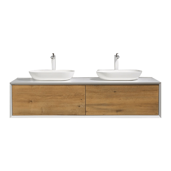 Fiona Wood Floating / Wall Mounted Bathroom Vanity With Acrylic Vessel Sink - BUILDMYPLACE