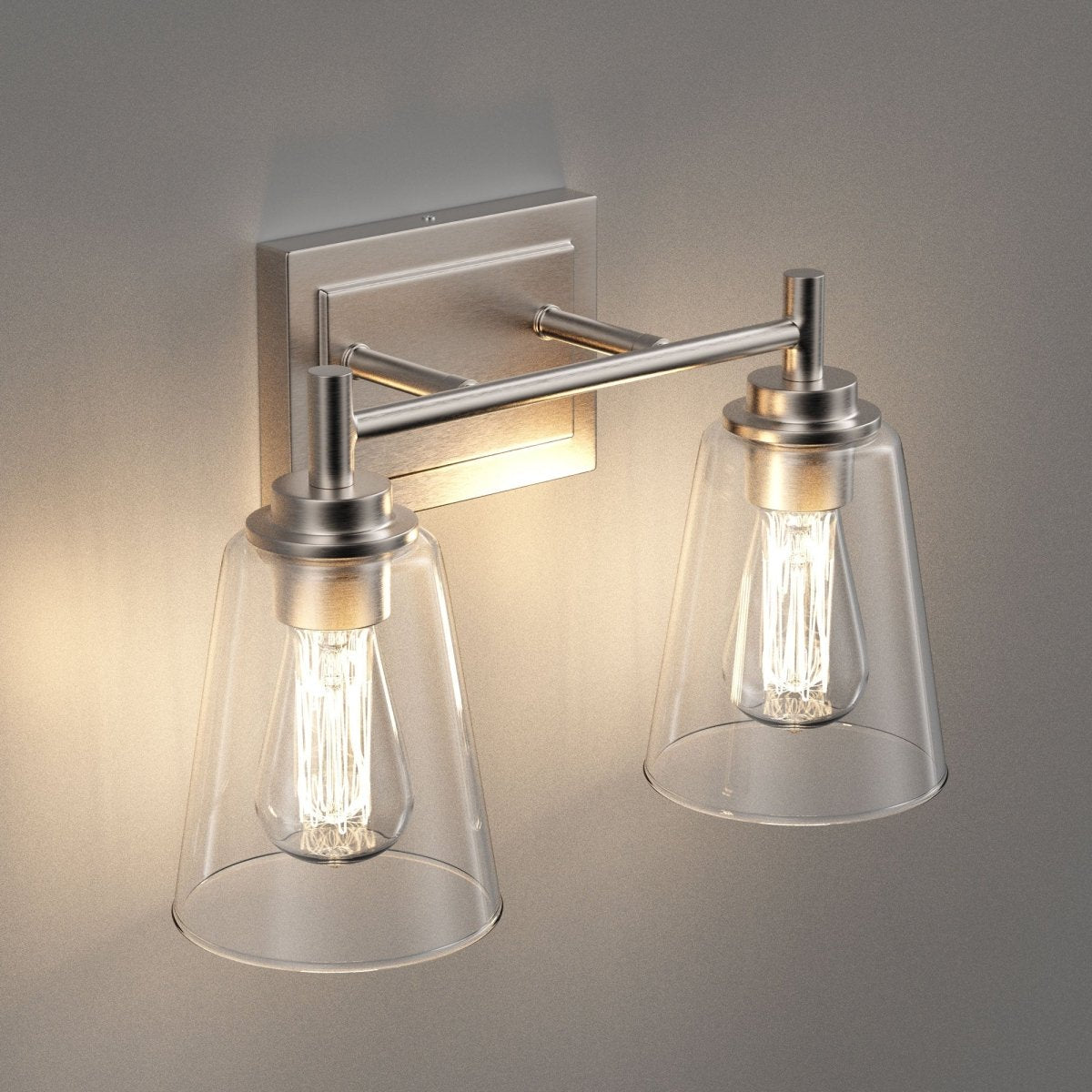 Flared Shape Bathroom Light Fixtures with Clear Glass Shade, E26 Base, UL Listed for Damp Location, Wall Mount, Bathroom Vanity Lighting - BUILDMYPLACE