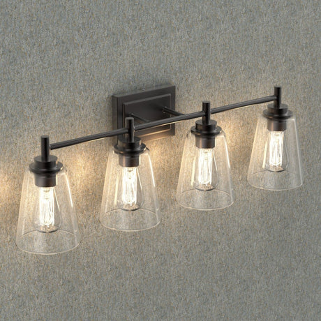 Flared Shape Bathroom Light Fixtures with Clear Glass Shade, E26 Base, UL Listed for Damp Location, Wall Mount, Bathroom Vanity Lighting - BUILDMYPLACE