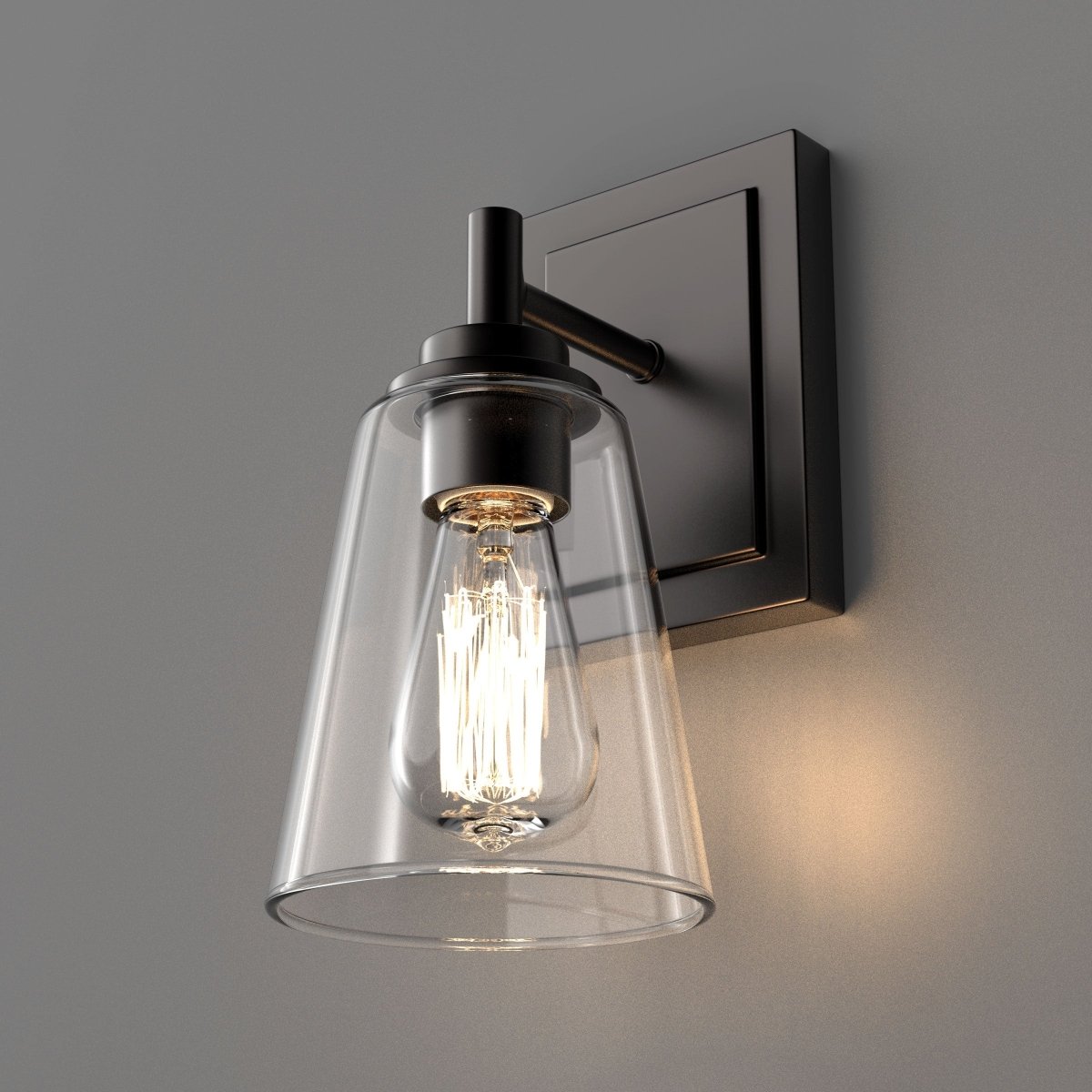 Flared Shape Bathroom Light Fixtures with Clear Glass Shade, E26 Base, UL Listed for Damp Location, Wall Mount, Bathroom Vanity Lighting - BUILDMYPLACE