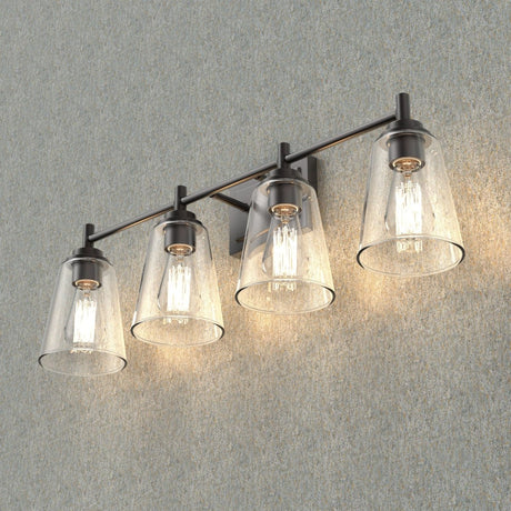 Flared Shape Bathroom Light Fixtures with Clear Glass Shade, E26 Base, UL Listed for Damp Location, Wall Mount, Bathroom Vanity Lighting - BUILDMYPLACE