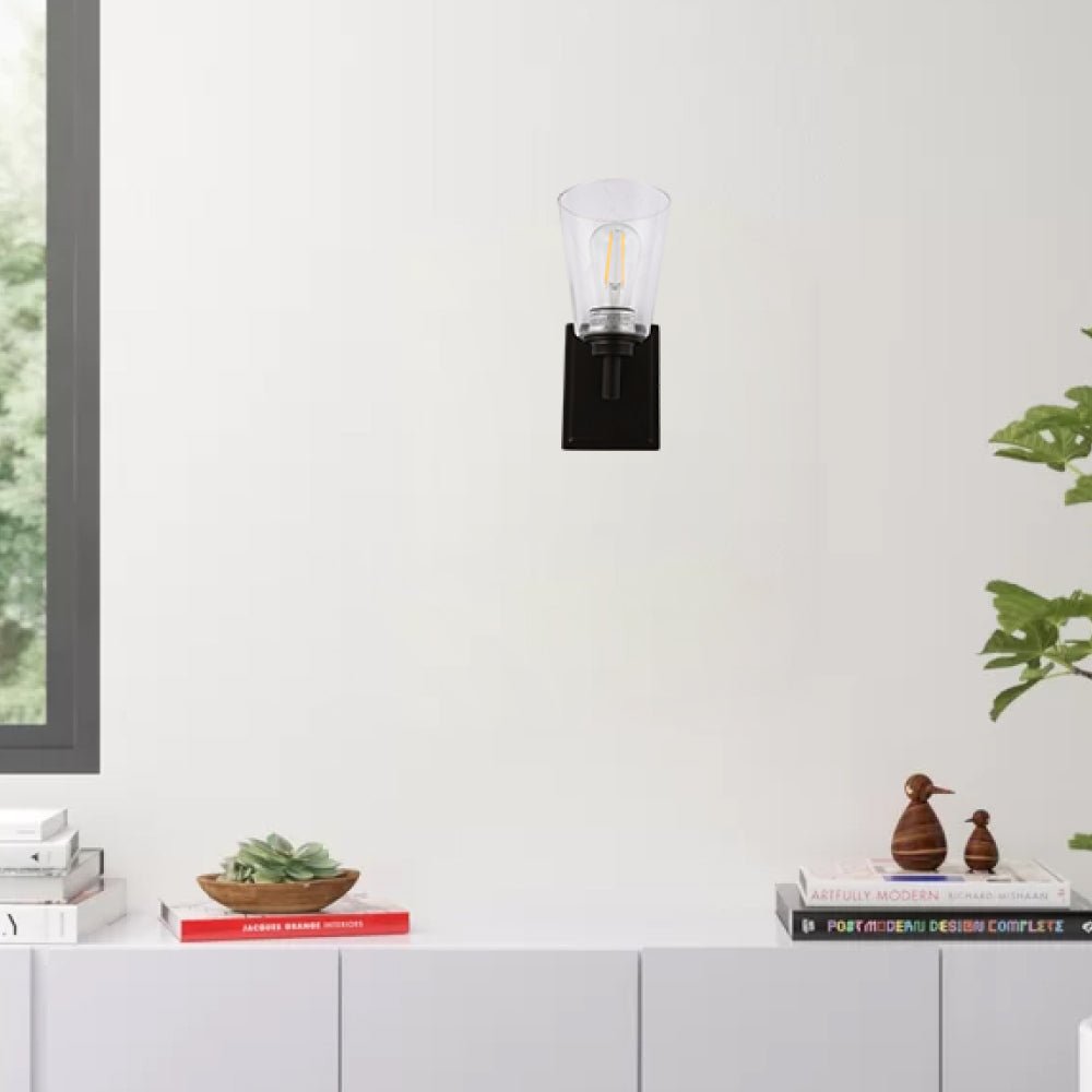 Flared Shape Bathroom Light Fixtures with Clear Glass Shade, E26 Base, UL Listed for Damp Location, Wall Mount, Bathroom Vanity Lighting - BUILDMYPLACE