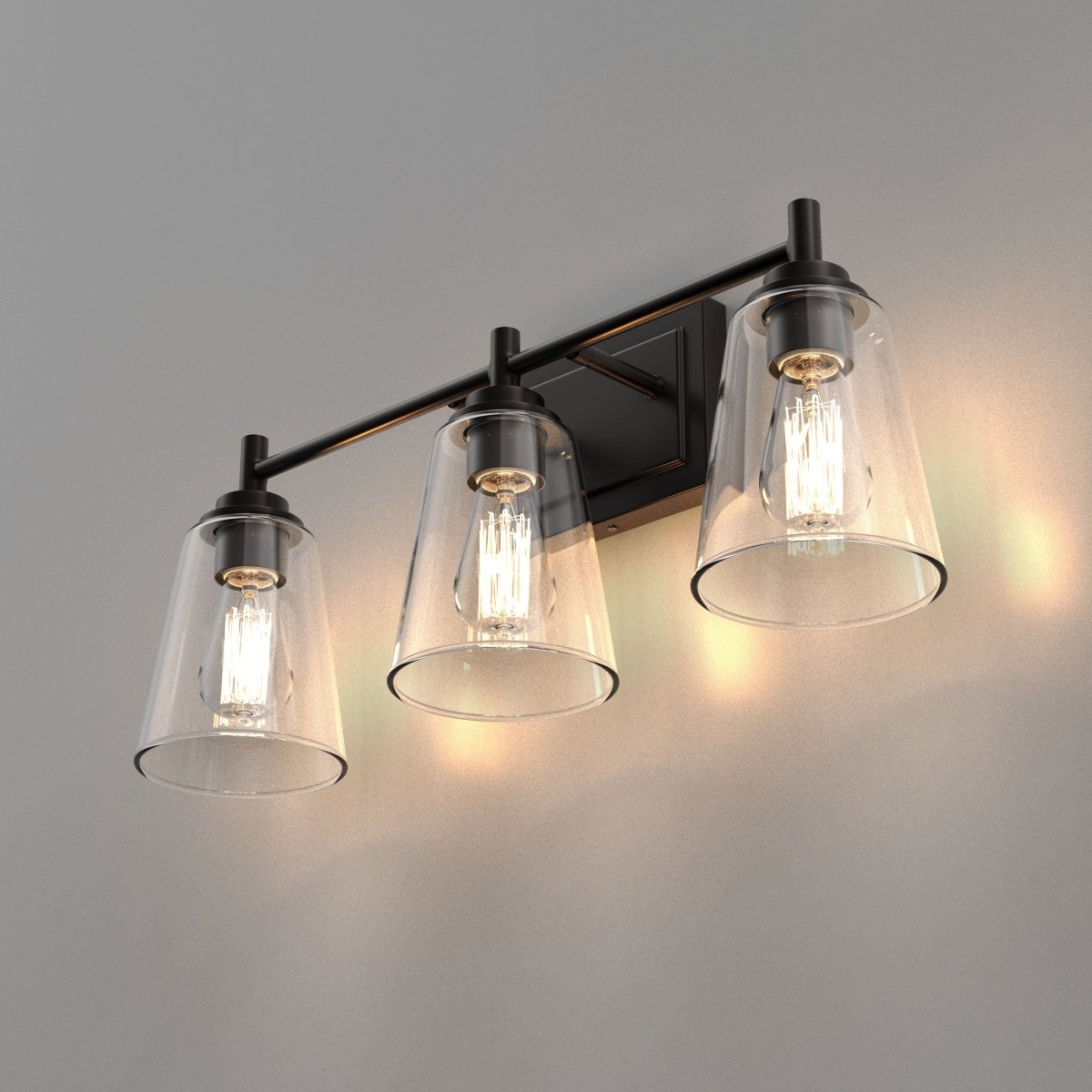 Flared Shape Bathroom Light Fixtures with Clear Glass Shade, E26 Base, UL Listed for Damp Location, Wall Mount, Bathroom Vanity Lighting - BUILDMYPLACE