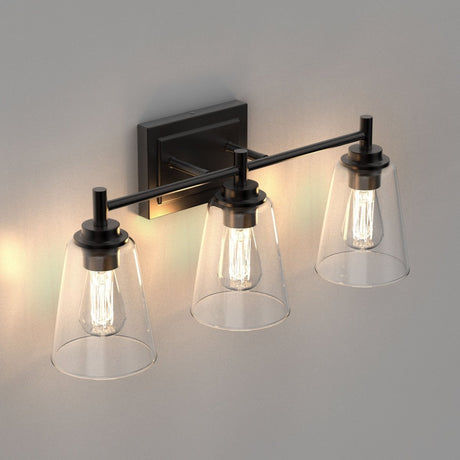 Flared Shape Bathroom Light Fixtures with Clear Glass Shade, E26 Base, UL Listed for Damp Location, Wall Mount, Bathroom Vanity Lighting - BUILDMYPLACE