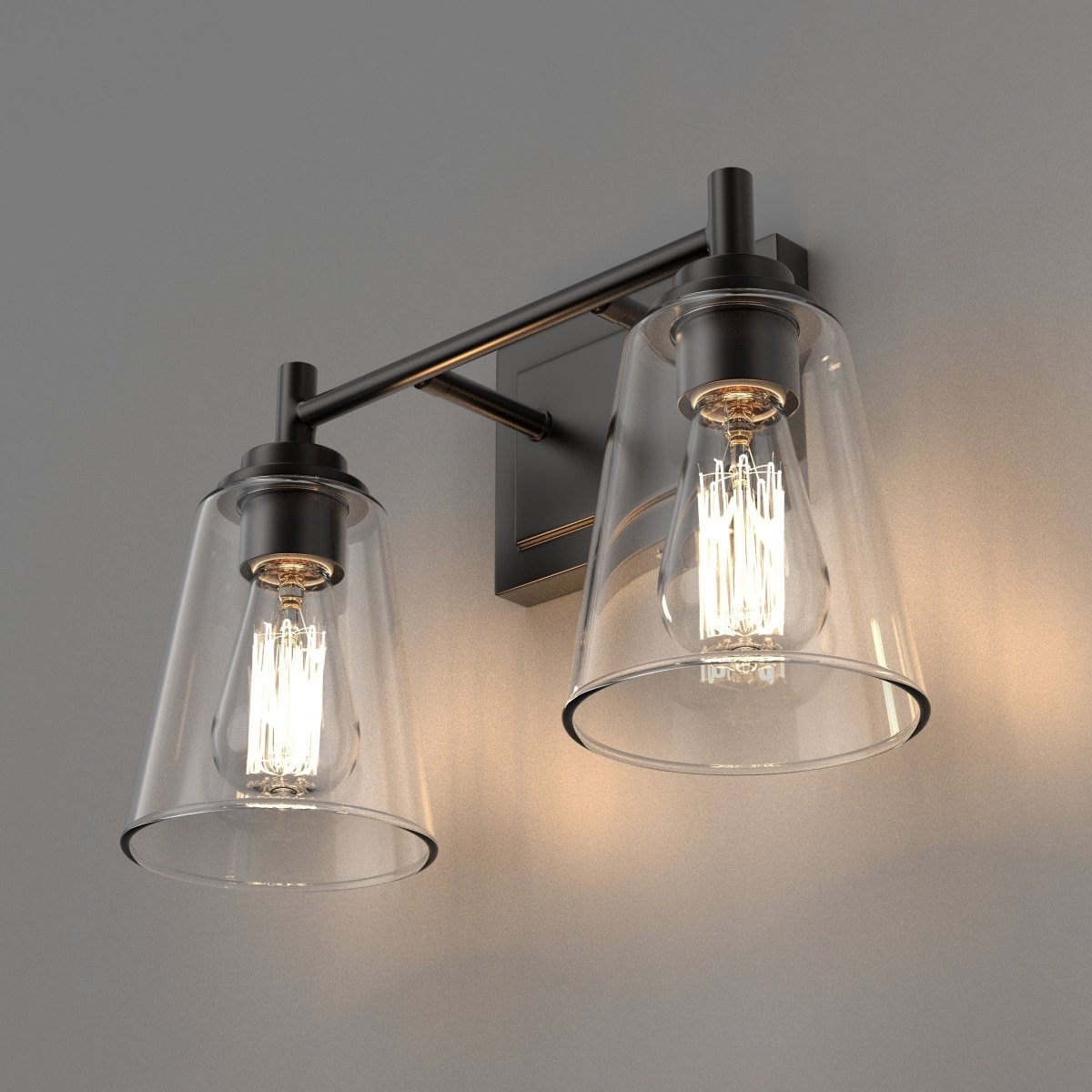 Flared Shape Bathroom Light Fixtures with Clear Glass Shade, E26 Base, UL Listed for Damp Location, Wall Mount, Bathroom Vanity Lighting - BUILDMYPLACE