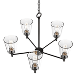 Flared Shape Chandelier Lighting Fixture with Clear Glass Shades, E26 Base, UL Listed for Damp Location, 3 Years Warranty - BUILDMYPLACE