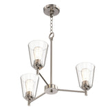 Flared Shape Chandelier Lighting Fixture with Clear Glass Shades, E26 Base, UL Listed for Damp Location, 3 Years Warranty - BUILDMYPLACE