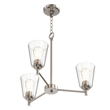 Flared Shape Chandelier Lighting Fixture with Clear Glass Shades, E26 Base, UL Listed for Damp Location, 3 Years Warranty - BUILDMYPLACE