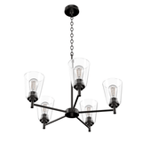 Flared Shape Chandelier Lighting Fixture with Clear Glass Shades, E26 Base, UL Listed for Damp Location, 3 Years Warranty - BUILDMYPLACE