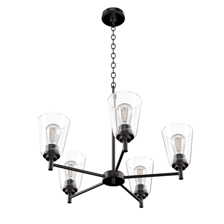 Flared Shape Chandelier Lighting Fixture with Clear Glass Shades, E26 Base, UL Listed for Damp Location, 3 Years Warranty - BUILDMYPLACE