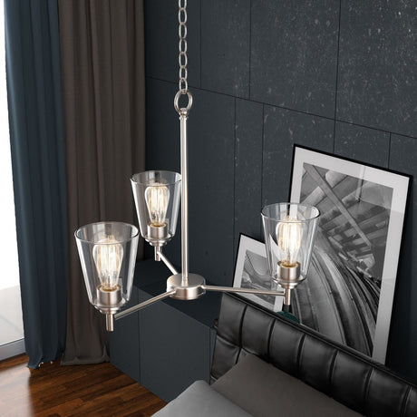 Flared Shape Chandelier Lighting Fixture with Clear Glass Shades, E26 Base, UL Listed for Damp Location, 3 Years Warranty - BUILDMYPLACE