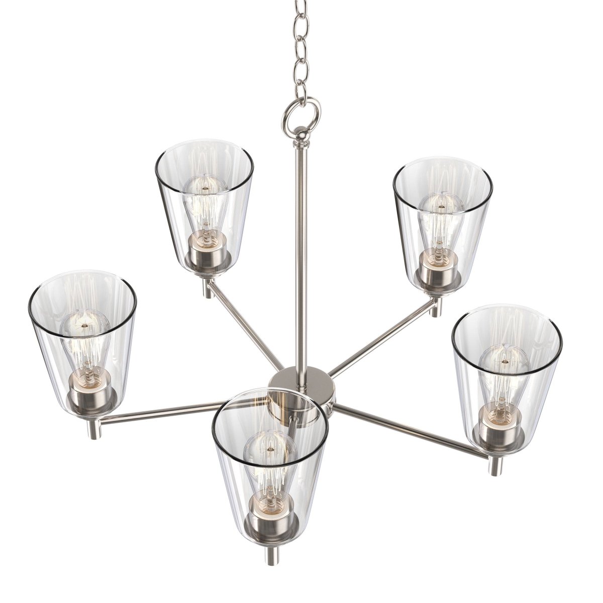 Flared Shape Chandelier Lighting Fixture with Clear Glass Shades, E26 Base, UL Listed for Damp Location, 3 Years Warranty - BUILDMYPLACE