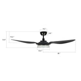 FLETCHER 52'' 3 - Blade Smart Ceiling Fan with LED Light & Remote - LEDMyPlace