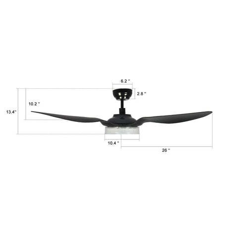 FLETCHER 52'' 3 - Blade Smart Ceiling Fan with LED Light & Remote - LEDMyPlace