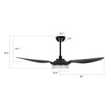 FLETCHER 52'' 3 - Blade Smart Ceiling Fan with LED Light & Remote - LEDMyPlace