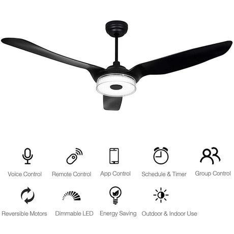 FLETCHER 52'' 3 - Blade Smart Ceiling Fan with LED Light & Remote - LEDMyPlace