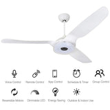 FLETCHER 56 inch 3 - Blade Smart Ceiling Fan with LED Light & Remote - LEDMyPlace