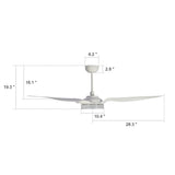FLETCHER 56 inch 3 - Blade Smart Ceiling Fan with LED Light & Remote - LEDMyPlace