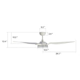 FLETCHER 56 inch 3 - Blade Smart Ceiling Fan with LED Light & Remote - LEDMyPlace