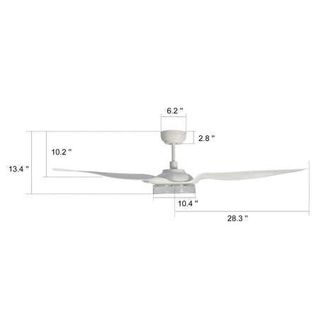 FLETCHER 56 inch 3 - Blade Smart Ceiling Fan with LED Light & Remote - LEDMyPlace