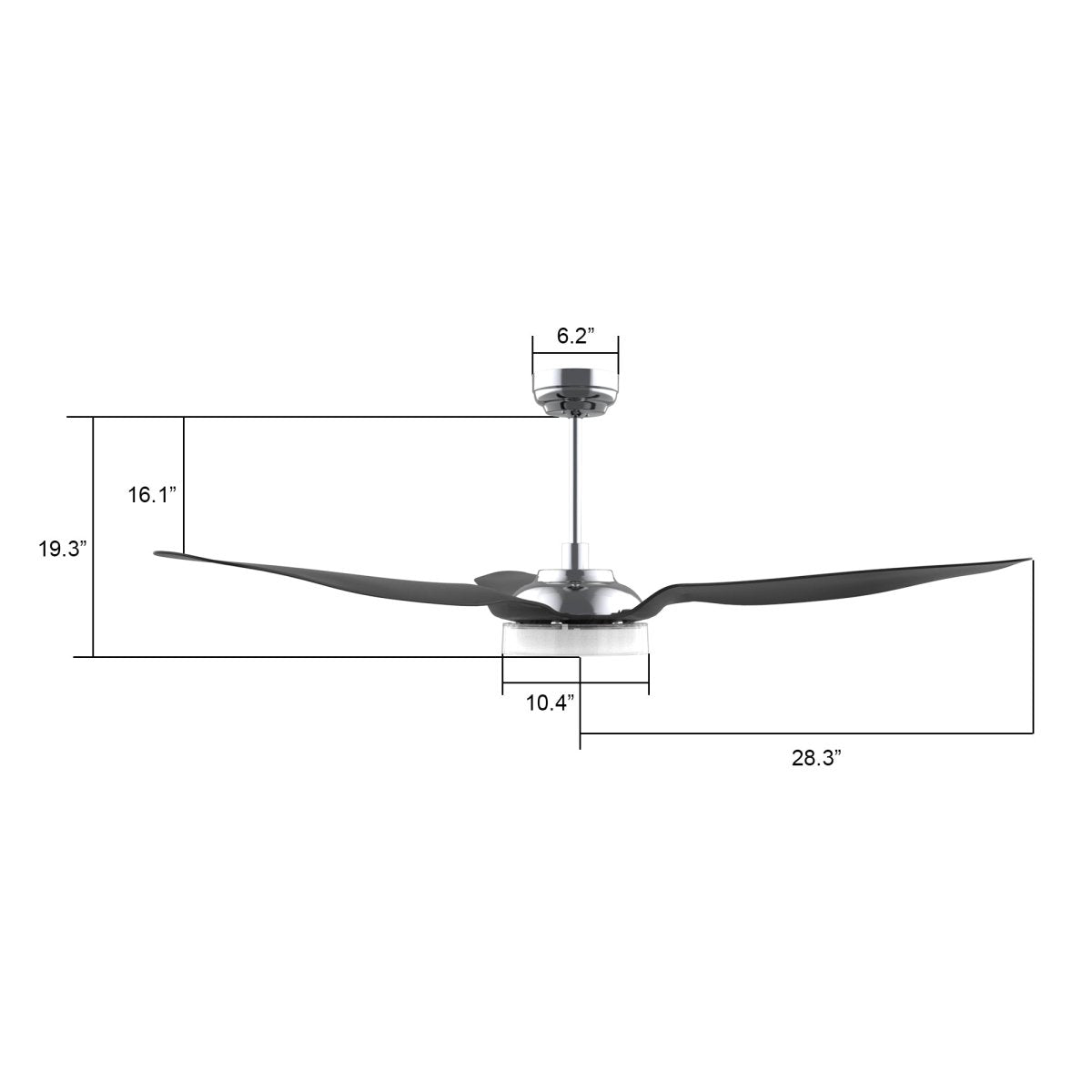 FLETCHER 56 inch 3 - Blade Smart Ceiling Fan with Remote& LED Light - LEDMyPlace